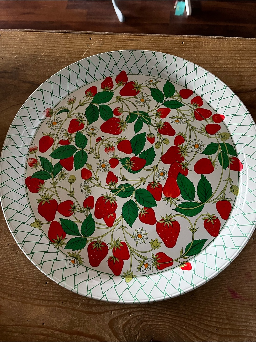 Vintage Hallmark Strawberry-Print Signed Mary AnnPlatter Tray